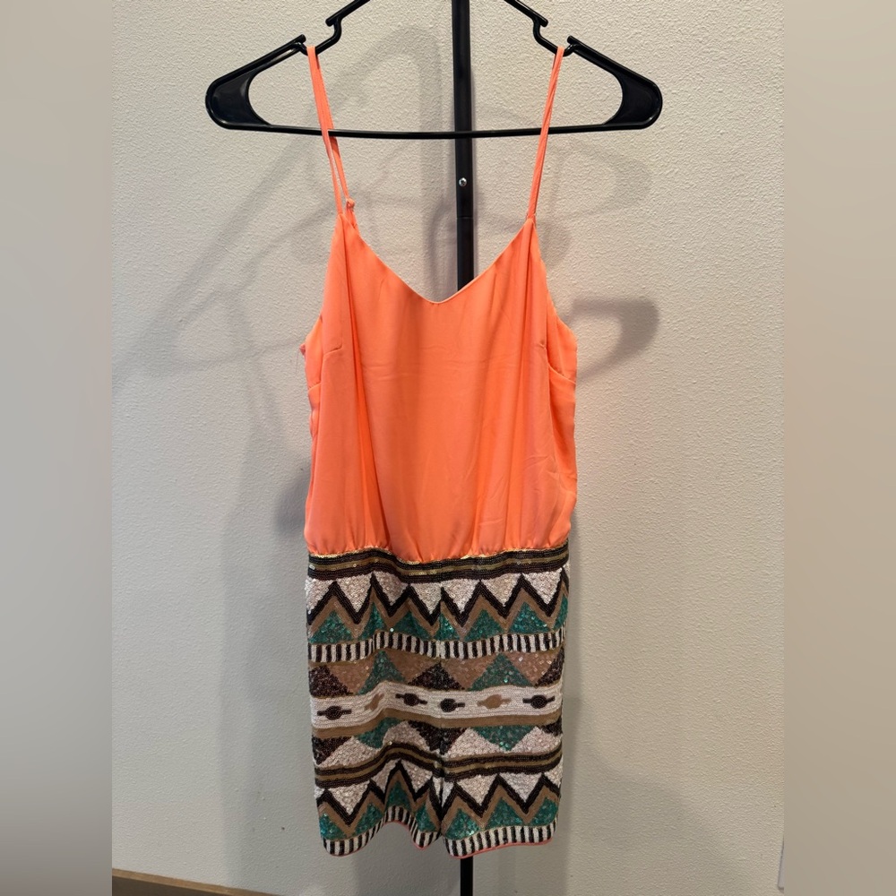 Jealous Tomato Orange and Patterned Romper